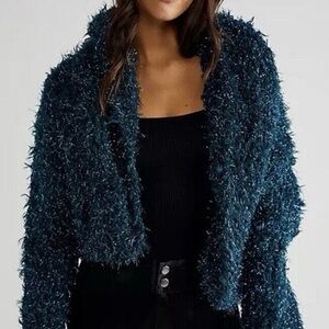 Free People Teal Bowen Cardigan